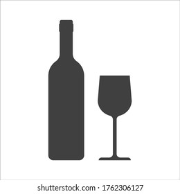 A vector illustration of a wine bottle and glass. EPS10