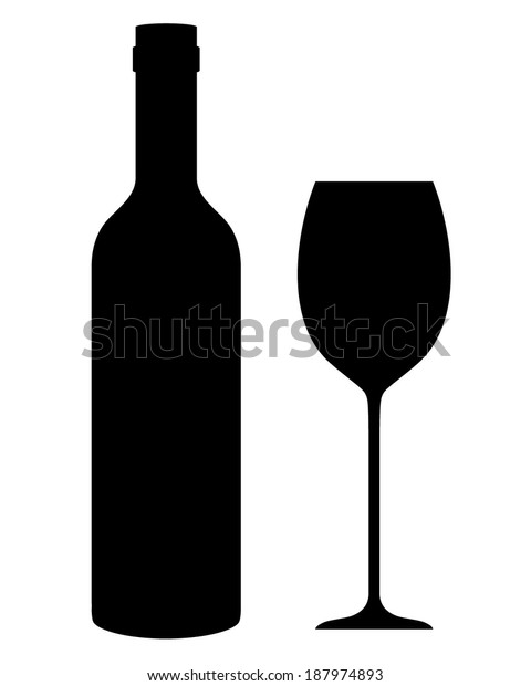 ワインボトルとガラスのベクターイラスト のベクター画像素材
