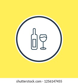 Vector illustration of wine bottle icon line. Beautiful lifestyle element also can be used as wineglass icon element.