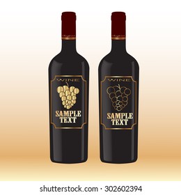 Vector illustration  Wine bottle  with  label  