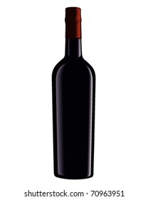 vector illustration: wine bottle made of dark glass