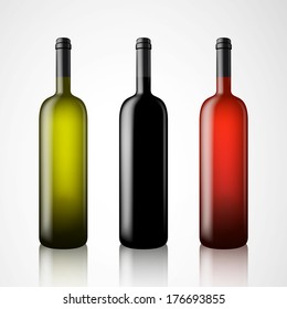 Vector Illustration of Wine Bottles 