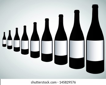 vector illustration of  wine bottles with blank labels