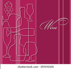 Vector Illustration of wine bottles and glasses. Wine list design template. wine card.