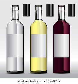 Vector illustration of Wine Bottles with Labels. Graphic Design Editable For Your Design. 