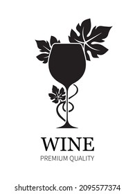 Vector illustration. Wine card, sticker banner, poster. Premium quality. Red wine icon. Business card, price list for wine bar	
