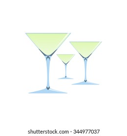 vector illustration of wine or champagne glasses isolated on white background