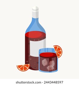 Vector illustration. Wine, cocktail, cocktail party, alcohol, juice. Design element, isolated vector.