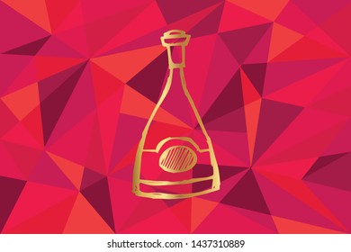 Vector Illustration of Wine Drinks Icon with Red Polygon and Geometric. Graphic Design for Template, Layout, Background, Poster and More.