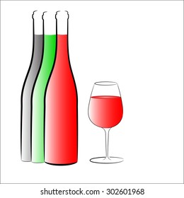 Vector illustration wine glass,  Wine Bottle concept menu background
