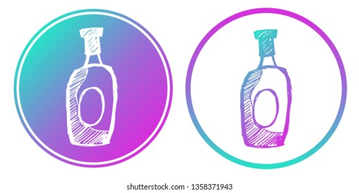 Vector Illustration of Wine Glass Drink with Gradient Circle Blue and Violet. Logo, Sticker and Icon for Graphic Design.