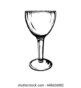Vector illustration of wine glass sketch isolated on white. Hand drawn style.