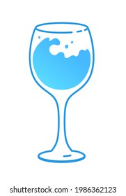 Vector illustration of wine glass with water. Minimalistic icon isolated on white background.