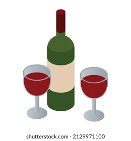Vector illustration of wine and glasses