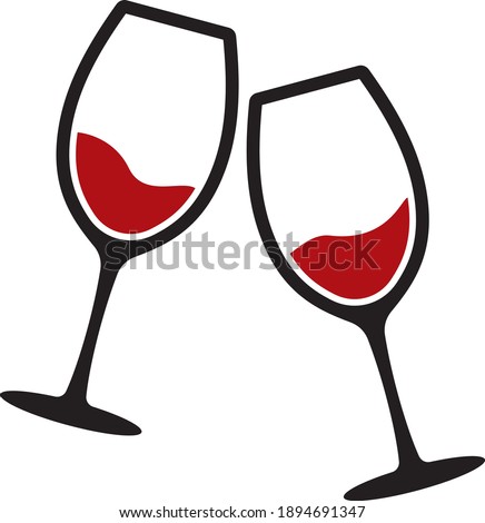 Vector illustration of the wine glasses toasting
