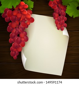 Vector Illustration of Wine Grapes with Leaves