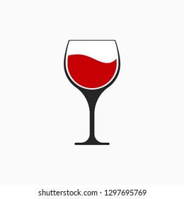 Vector illustration of wine icon. A glass of wine. Wine Shop Logo