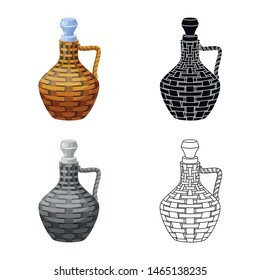 Vector illustration of wine and jug sign. Collection of wine and pitcher stock symbol for web.