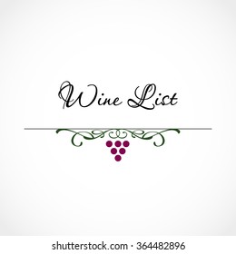Vector illustration of Wine list on white background