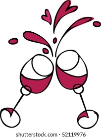 Vector illustration for a wine menu with two glasses