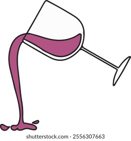 vector illustration of wine spilled from wine glass
