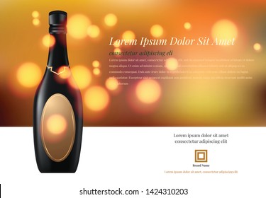 Vector illustration of Wineglass with a bottle of champagne in a bucket on sparkling background