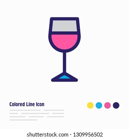 Vector illustration of wineglass icon colored line. Beautiful entertainment element also can be used as cabernet icon element.
