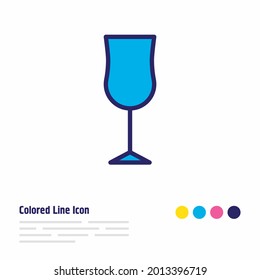 Vektorgrafik der farbigen Linie des Weinglas-Symbols. Ein schönes Esselement kann auch als Alkoholsymbol verwendet werden.