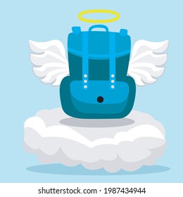 Vector Illustration Of Wing Bag On Sky and Blue Color Background.