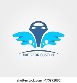 Vector Illustration of Wing Car Custom Logo Design Template. Flat Style Design