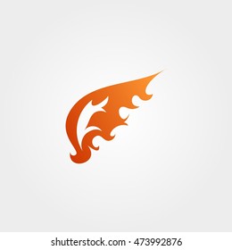 Vector Illustration of Wing Fire Logo Design Template. Flat Style Design
