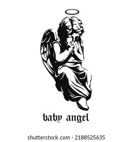 vector illustration of winged angel child