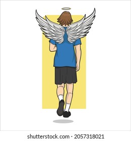 vector illustration of winged male angel