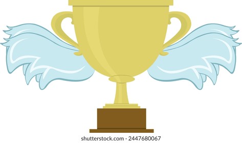 vector illustration winged trophy cup angel wings