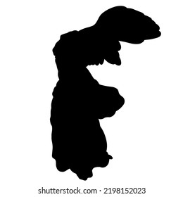 Vector illustration of Winged Victory of Samothrace. Black silhouette.