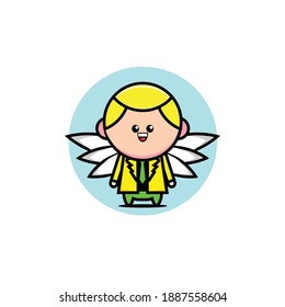Ilustración vectorial del hombre de cabello amarillo alado