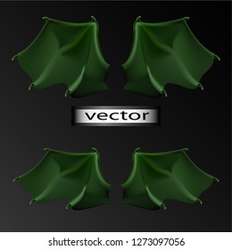 Vector illustration of wings of the dragon, the demon green with webbed spines