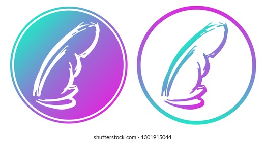 Vector Illustration of Wings with Gradient Circle Blue and Violet. Logo, Sticker and Icon for Graphic Design. 