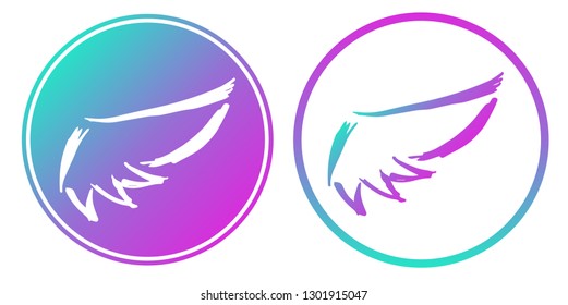 Vector Illustration of Wings with Gradient Circle Blue and Violet. Logo, Sticker and Icon for Graphic Design. 