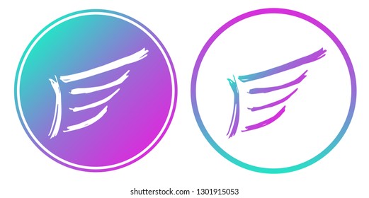 Vector Illustration of Wings with Gradient Circle Blue and Violet. Logo, Sticker and Icon for Graphic Design. 