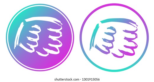 Vector Illustration of Wings with Gradient Circle Blue and Violet. Logo, Sticker and Icon for Graphic Design. 
