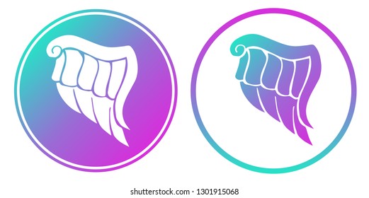 Vector Illustration of Wings with Gradient Circle Blue and Violet. Logo, Sticker and Icon for Graphic Design. 