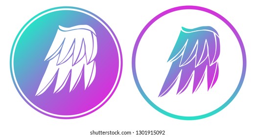 Vector Illustration of Wings with Gradient Circle Blue and Violet. Logo, Sticker and Icon for Graphic Design. 