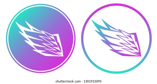Vector Illustration of Wings with Gradient Circle Blue and Violet. Logo, Sticker and Icon for Graphic Design. 