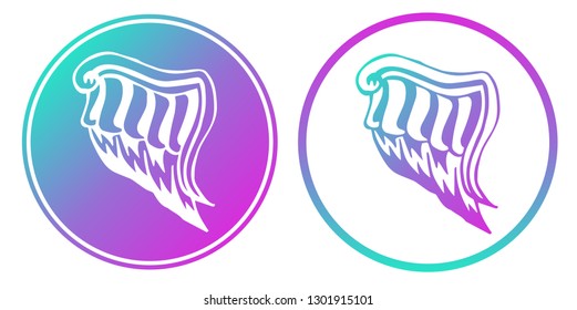 Vector Illustration of Wings with Gradient Circle Blue and Violet. Logo, Sticker and Icon for Graphic Design. 