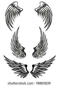 Vector illustration wings set