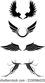 Vector illustration wings set isolated on white background