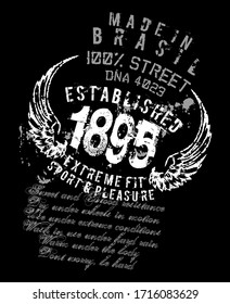 Vector illustration of wings and text, old style.