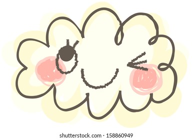 Vector illustration of winking cloud