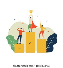 Vector illustration, winner concept, goal business, get trophy